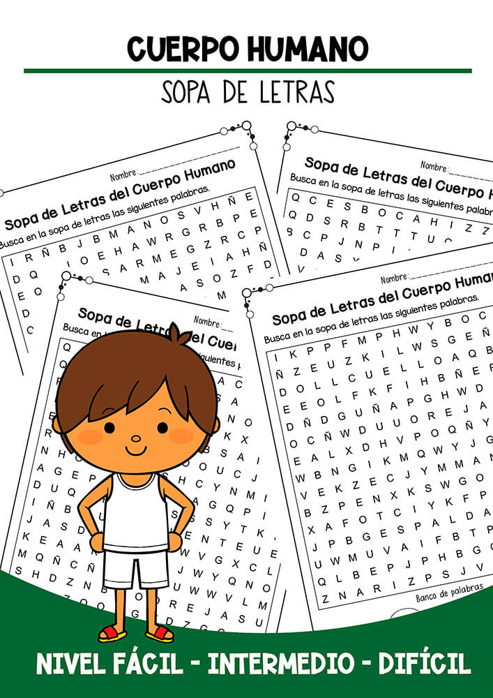 Sopa de Letras del Cuerpo Humano para imprimir en PDF